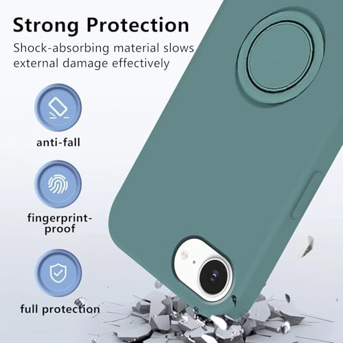 Coque iPhone 16e en silicone liquide doublure microfibre douce vert foncé - 5