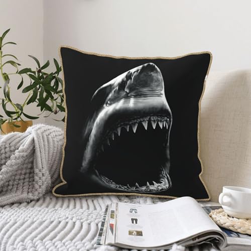 Housse de coussin en velours imprimé requin douce et durable - 7