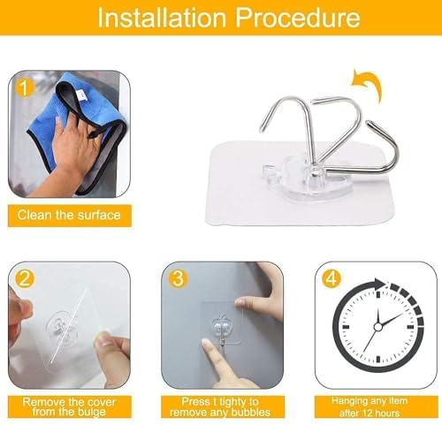Image of Shivstor 10 Pack Apple Shape Wall Hooks Self Adhesive Heavy Duty Transparent Hooks Waterproof Nail Free No Drilling Wall Hangers for Kitchen Bathroom Home Storage Strong Sticky Hooks