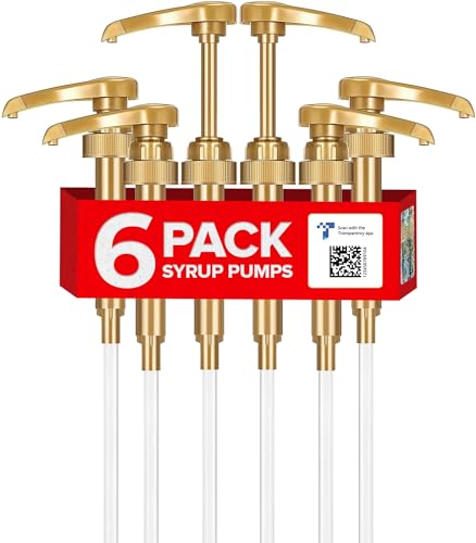 6-Pack Little Squirt Gold Coffee Syrup Pump Dispenser