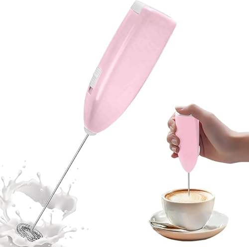 Mini Milk Frother Whisk Electric Handheld Frothy Coffee Mixer Mini Kitchen Egg Beater Egg (Pink)