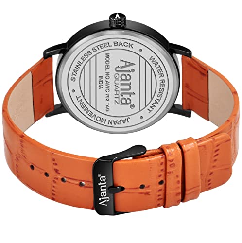 Image of Ajanta Quartz Analogue Dial with Leather Belt Men's Watch-702TAG /4 (Tan Silver)