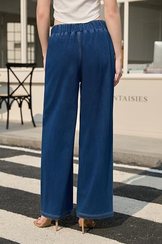 Women's High Waisted Wide Leg Jeans Loose Fit Denim Pants with Elastic Waistband2