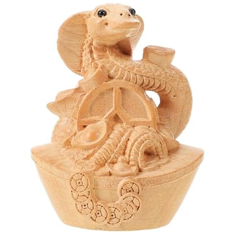 DIYEAH Wood Carved Snake Zodiac Ornament Cover