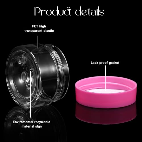 Image of Patelai 4 Pcs Plastic Jars Wide Mouth with Lids,1 Ounce,Pink | Travel Size for Creams Oils, Clear Round Storage Cosmetics Containers, Leak Proof Screw on Lids for Makeup Beauty DIY