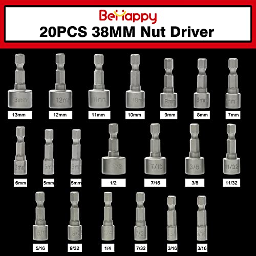 Behappy 208 Piece Screwdriver Bit Set, Impact Driver Bit Set, S2 High Grade Carbon Steel Drill Bit Set With Security Bits, Nut Drivers, Torx, Slotted, Phillips, Square, Pozi, Hex, Socket, Tools Box #TOP4