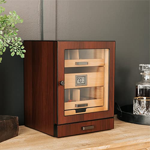 Case Elegance Luca Cabinet Humidor With Thick Cedar, Easy Humidification System, Accurate Digital Hygrometer - Brown #TOP6