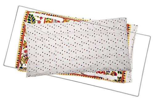 Image of A to Z Hub Rajwadi Comfortable Soft Cloth Swing New Born Baybies /Ghodiyu /Khoyu /Cloth /Baby Cool Cotton with Mosquito Net and Stainless Steel Pipe (Design 1)