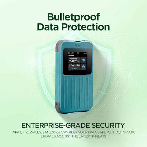 Image of Acer Connect M4 5G Mobile Hotspot | WiFi 6 Dual Band | Connect up to 16 Devices | Access Networks in 135+ Countries I 2.4 inch Touchscreen | 8000mAh Battery | Tri SIM | Rugged IP68 | USB-C Fast Charging