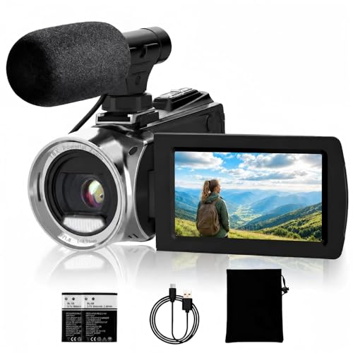 ISHARE 4K 48MP Camcorder, Vlogging Camera with Microphone for Beginners, Anti-Shake Night Vision Video Camera for YouTube Travel