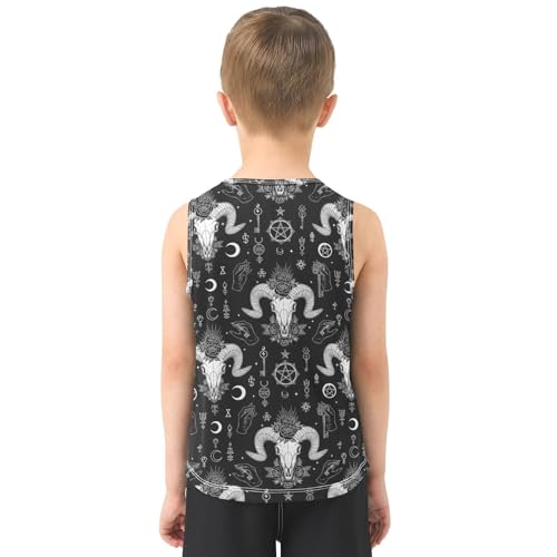 J JOYSAY Cartoon Goats Moon Black Boys Tank Top Sleeveless Muscle Shirts Quick Dry Workout Active Sport Kids T-Shirts 3-15T3