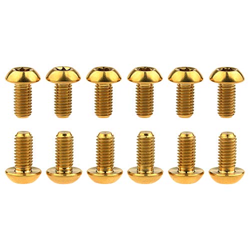 Wanyifa 12Pcs Ti Titanium Bolts Torx M5X10 Bicycle Bike Disc Brake Cycle Rotor Screws Gr5 (Gold) #TOP22