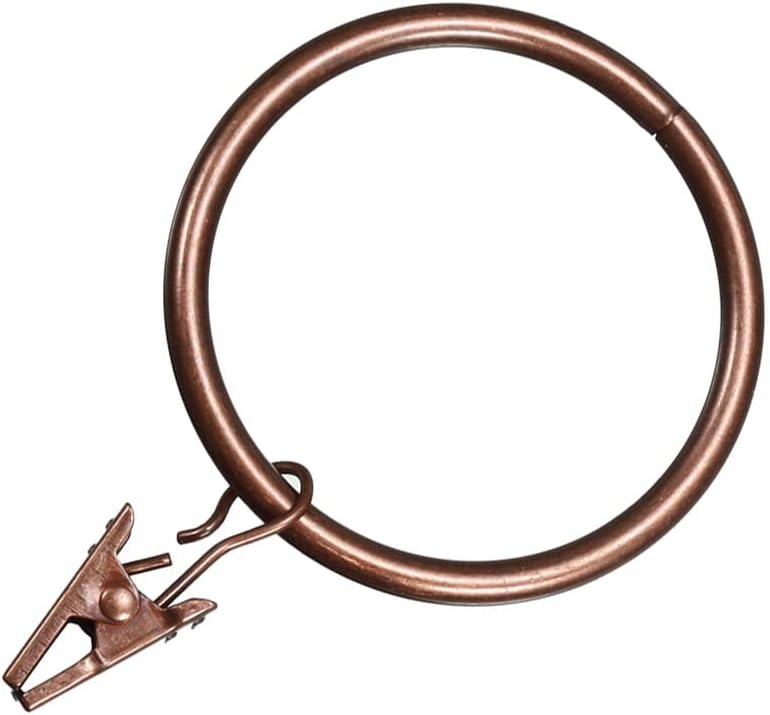 uxcell Curtain Rings with Clips Strong Decorative Metal Drapery Shower Rustproof 1.77" Interior Diameter 40 Pack Copper Tone