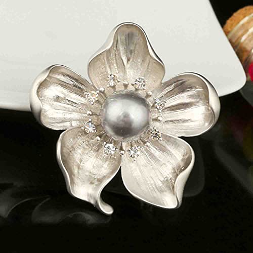 Image of Fashion Rhinestone Flower Brooches Pins Cute Pearl Crystal Floral Lapel Pin Brooch Costume Decorate Jewelry for Women Gril Gift