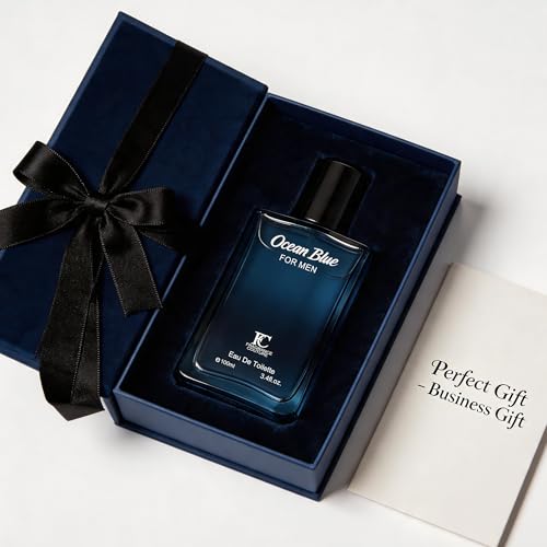 Image of AFLUXE Ocean Blue Eau de Parfum for Men, Fresh Aquatic Woody Cologne with Sea Water, Mint & Cedar Notes, Long Lasting Masculine Fragrance, 3.4 Fl Oz (100ml)