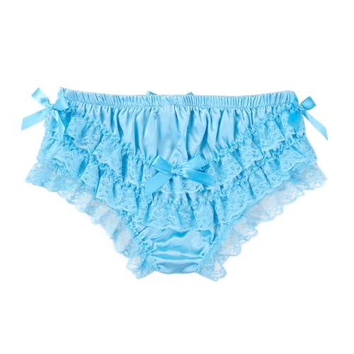 Men's Frilly Lace Briefs Satin Bowknot Ruffles Layered Panties Feminine Sissy Lingerie Underwear2