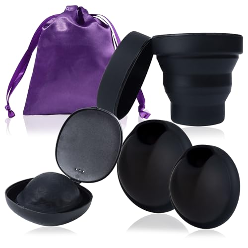 5 Piezas Disco Menstrual Discos Menstruales Reutilizables Copa Menstrual de Silicona en 2 Tamaños S & L Para Sangrado Fuerte y Débil Respetuoso con el Medio Ambiente Rentable Negro