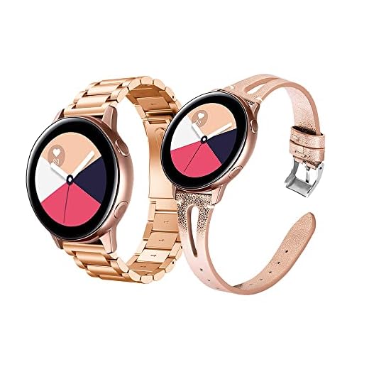 Syxinn Kompatibel med Samsung Galaxy Watch 42 mm armband, Galaxy Watch Active/Active 2 40 mm 44 mm 20 mm rostfritt stål metall klockarmband ersättningsarmband för Gear Sport/Gear S2 Classic/Huawei Watch 2