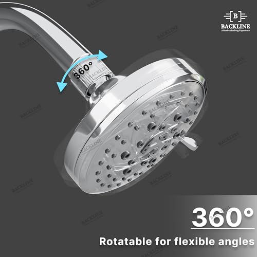 Image of B Backline ABS 9-Function Overhead Shower | Multifunction 4.5 Inch Shower Head Without Arm | High Pressure Bathroom Shower | 30% water saving| Easy Clean Nozzles (Chrome Glossy Finish)