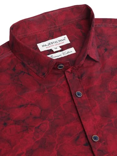 Image of Majestic Man Printed Pure Cotton Slim Fit Casual Shirt