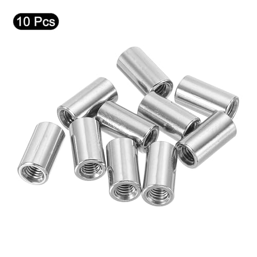 QUARKZMAN 10 Stück M5 Runde Verbindungsmuttern, 304 Edelstahl Kupplungsmutter 15mm Länge Gewindemuffe Stange Stabmutter für Halterung, M5x15x8mm