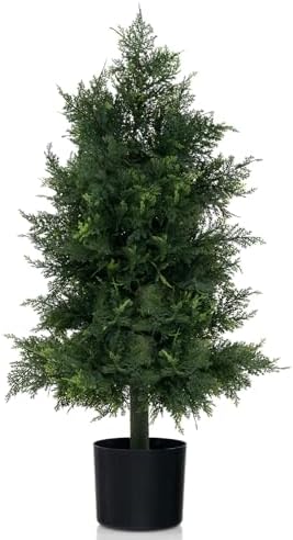 Goplus 31.5'' Artificial Cedar Topiary Trees for Outdoors, Potted...