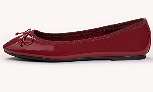 FEVERSOLE Women's Macaroon Colorful Memory Foam Cushion Insock Patent Ballet Flat3