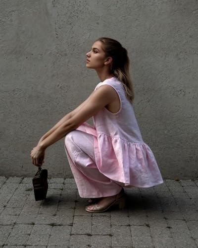 OCUH 2 Piece Sets for Women Peplum Top Button Up Vest V Neck Tank Tops Wide Leg Pants Suits Work Outfits Business Casual4