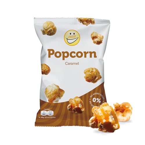 EASIS Karamell-Popcorn ohne Zuckerzusatz | Knusprige Ballaststoff-Hülle | Mit Süßstoffen | 50g