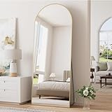 FVANF Arched Full Length Floor Mirror Standing Hanging or Leaning Against Wall, for Bedroom, Wall-Mounted Mirror with Aluminum Alloy Frame, 65'x22' (Gold)