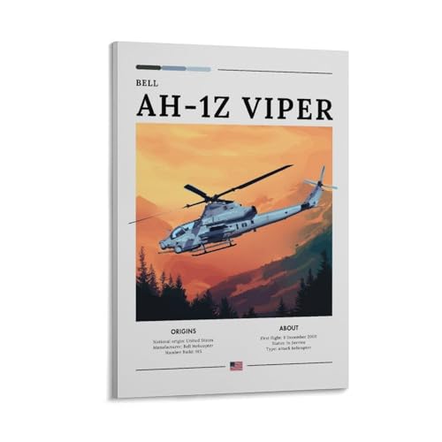 Hubschrauber-Kunstposter AH-1Z Viper auf Leinwand, Gemälde, Poster, Wandkunst, dekoratives Bild, Drucke, moderne Dekoration, 20 x 30 cm