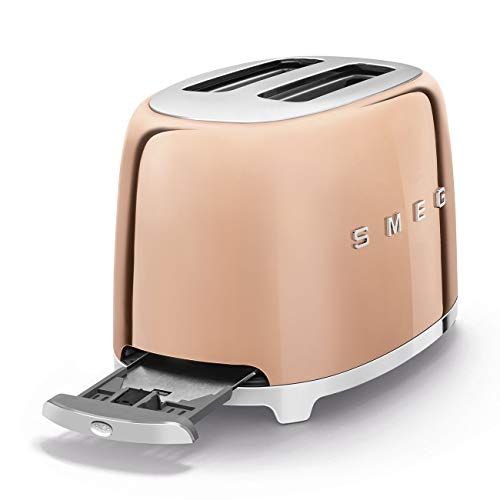 Smeg TSF01RGUS Limited Edition 50's Retro Style Aesthetic 2 Slice Toaster Rose Gold, Copper