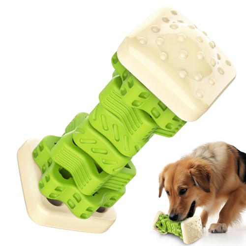 RUXAN Dog Toys Indestructible for Aggressive Chewers, 3 in 1 Tough Puzzle Dog Toy with Beef Flavor for Medium/Large Dogs Natural Rubber Indestructible Dog Toy