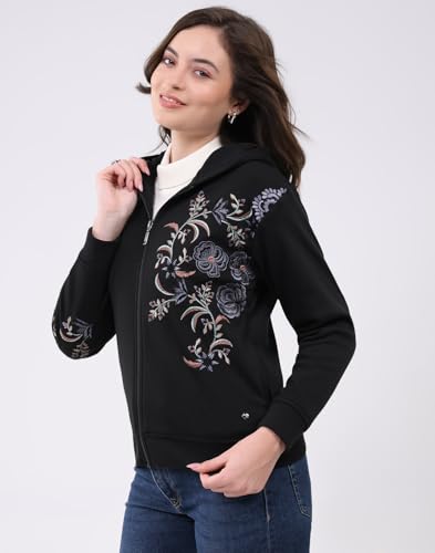 Image of Monte Carlo Women's Regular Fit Embroidery Hooded Neck Full Sleeve Winter Sweatshirt | Elegant Embroidery | Soft Warm Fabric | Stylish Winter Hoodie for Women (Pack of 1)