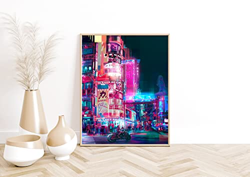 Japan Art Poster Set Of 4 - Japanese Neon Art, University Poster Print Artwork - Tokyo Anime Wall Art Picture Gift - Cool Cyberpunk Poster - Preppy Night City Wall Decor Poster - Japanese Wall Art Room Aesthetics Bedroom Decor (11X14 Inch | Unframed) #TOP6