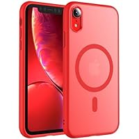 TOCOL Magnetic for iPhone XR Case 6.1-Inch, Fit for MagSafe, [14FT Military Grade Drop Tested], Shockproof Slim Anti-Fingerprint Translucent Matte Back Protective Phone Cover (Red)