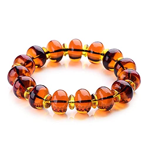 Bracelet perles ambre bleu cristal violet pierre naturelle reiki femme