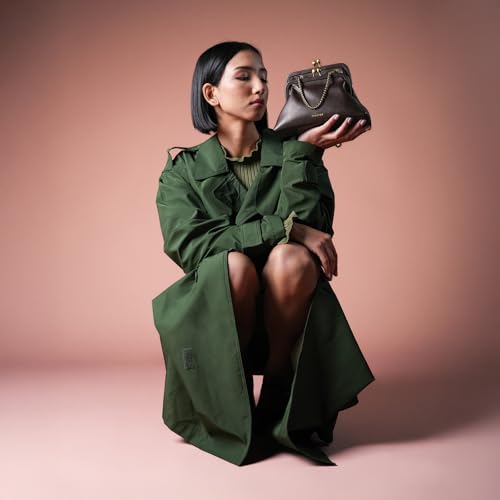 Image of Theater Francesca Vintage Kisslock Clutch Bag for Women Elegant Chain Shoulder Handbag with Structured Frame