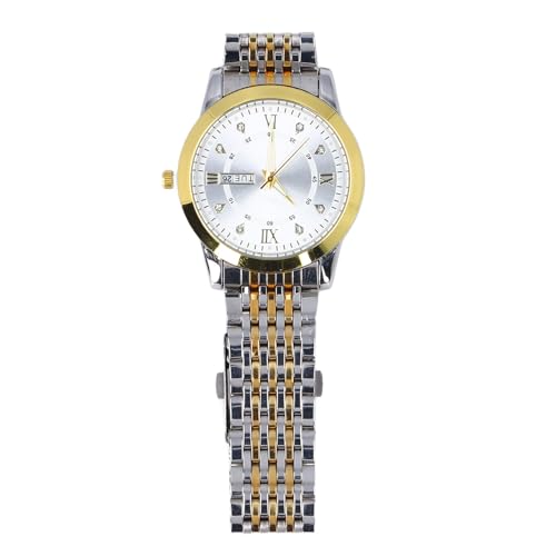 Herren Business Quarz Uhr, Edelstahl Leuchtender Datums Kalender Chronograph Lässig Tägliche Armbanduhr mit Importierter Bewegung, für Profession Elle Eliten (weißes Zifferblatt)