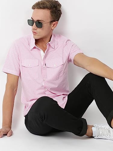Image of Thomas Scott Men 100% Cotton Regular | Half Sleeve | Dounble Pocket | Checks Printed | | Casual | Shirts