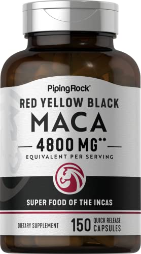 Piping Rock Maca Root Supplement | 4800 Mg | 150 Capsules | Red Yellow Black Maca Root | Superfood | Non-Gmo, Gluten Free #TOP21