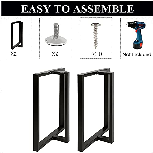 Image of HOMEKAYT Metal T-Shape Desk Legs 28 inchx 24 inch Heavy Duty, 2 Pcs - Black