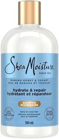 SheaMoisture Manuka Honey & Yogurt Hydrate & Repair Sulfate-Free Shampoo for Damaged Wavy & Curly hair with Mafura & Baobab Oils 384mL