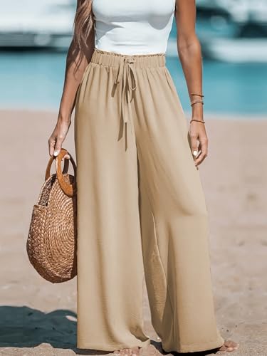 Women Casual High Waisted Palazzo Pants Wide Leg Long Lounge Trendy Trousers with Pocket
