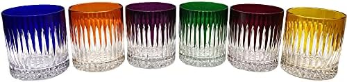 KLEIN 54120 BACCARAT FRANCE6 Aperitif Whiskey Juice Water Crystal Glasses - 6 colors Assortment - Service Roemer Concorde (9 fl oz) - Klein House - Company : Artisan du Cristal - Gift set - Stamp : Klein 54120 Baccarat France