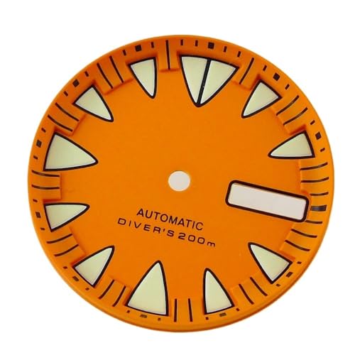 1個 29mm NH36 NH36A 自動巻きムーブメント レッド/ブルー/イエロー/オレンジ ウォッチダイヤル モンスター 滅菌グリーン 発光 ダイビングウォッチアクセサリー(Orange dial)