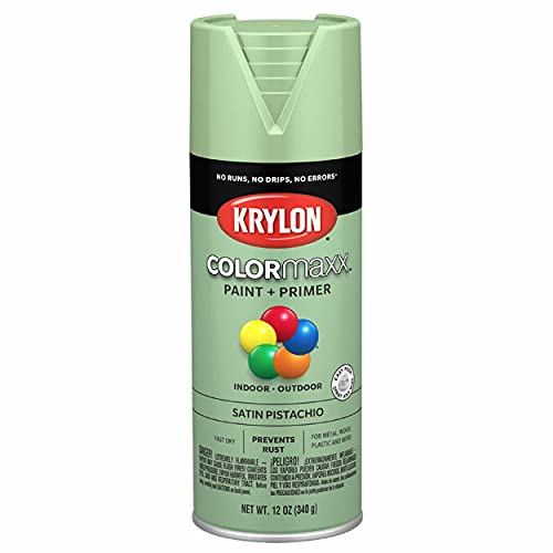 Image of Krylon K05575007 COLORmaxx Spray Paint and Primer for Indoor /Outdoor Use, Satin Pistachio 12 oz