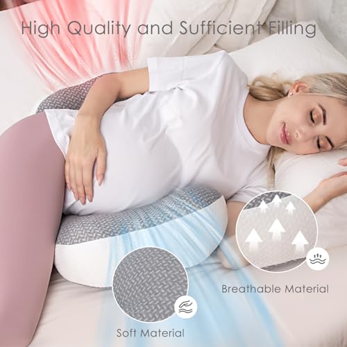 Chilling Home Pregnancy Pillow, Maternity Pillow for Pregnant Women, Pregnancy Pillows for Sleeping Portable, Pregnancy Wedge Pillow, Body Pillow Support for Back, Belly, Waist, Grey by Chilling Home - Image 3