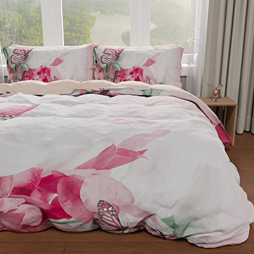 PETTI Artigiani Italiani Duvet Cover, Bedding Set, Satin, 100% Made in Italy, Roses Butterfly, Super King (250x200 cm) - Image 3