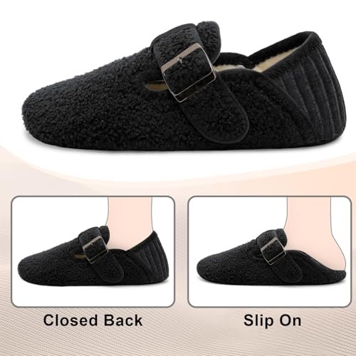 XIHALOOK Womens Mens Cozy Slippers Wide Barefoot Slippers Adjustable Slip On House Shoes for Home Bedroom Travel3